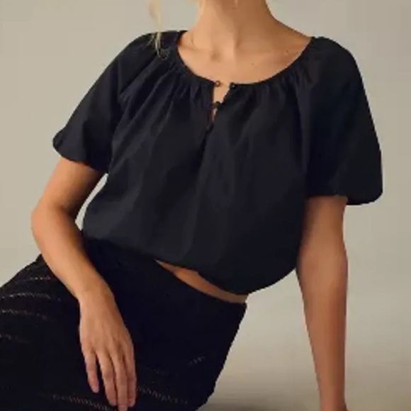 A&F Linen Peasant Blouse - Picture 1 of 4